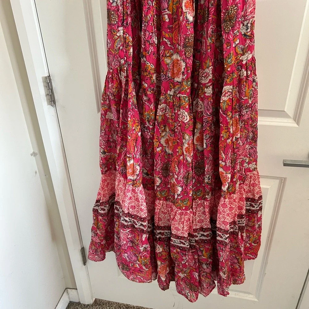 Free People Pink and Cream Floral Smocked Tank - Picture 6 of 12